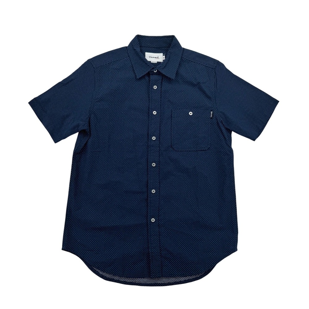 Diamond Supply Co Button Down Mens M Navy Blue New Polka Dot Short Sleeve Shirt